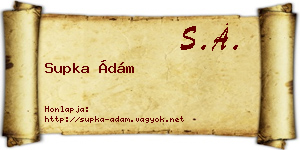 Supka Ádám névjegykártya